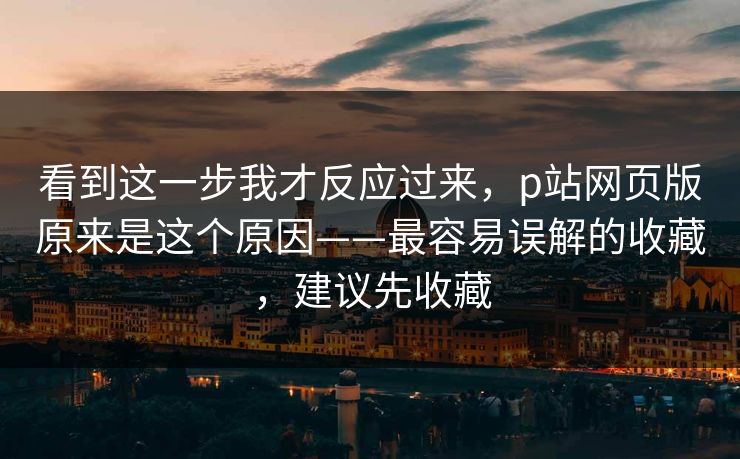 看到这一步我才反应过来，p站网页版原来是这个原因——最容易误解的收藏，建议先收藏